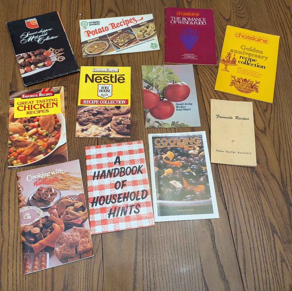 Lot Of Recipes Booklets. 12 Total.  Some Are Brand Name.  Hunts, Nestle, Kellogg